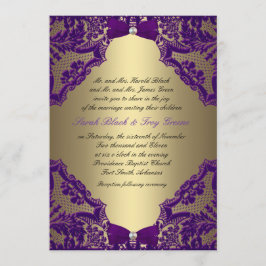 Bröllopsinbjudan Lila och Guld Inbjudningar