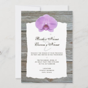 Bröllopsinbjudan Lila Orchid & Barnwood Inbjudningar