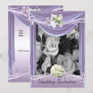 Bröllopsinbjudan Lilac Mauve Blommig Inbjudningar