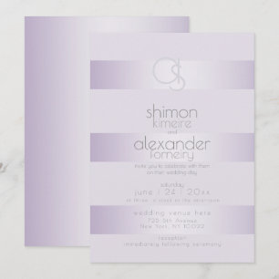 Bröllopsinbjudan Lilac Shimmer Rand Monogram Inbjudningar