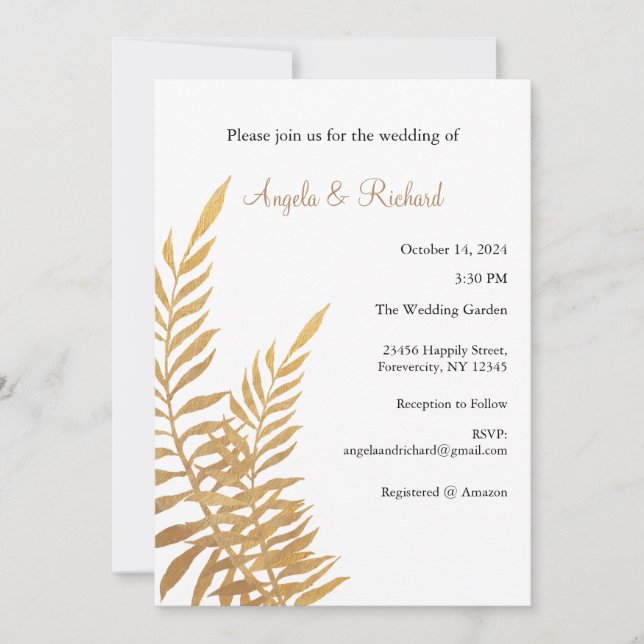 Bröllopsinbjudan, Löv, Fall, Garden Inbjudningar (Framsida)