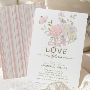 Bröllopsinbjudan med blommor i blom - Love in Bloo Inbjudningar