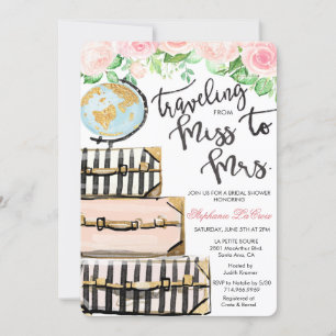 Bröllopsinbjudan med blomstermotiv och resetema inbjudningar