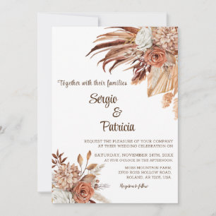 Bröllopsinbjudan med Boho Flowers-mall Inbjudningar