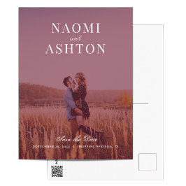 Bröllopsinbjudan med borstat överdrag Spara datum Vykort