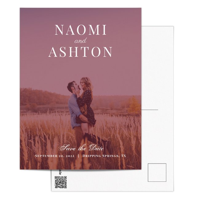 Bröllopsinbjudan med borstat överdrag Spara datum Vykort (Skapare uppladdad)