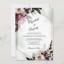 Bröllopsinbjudan med botanisk rosafärg