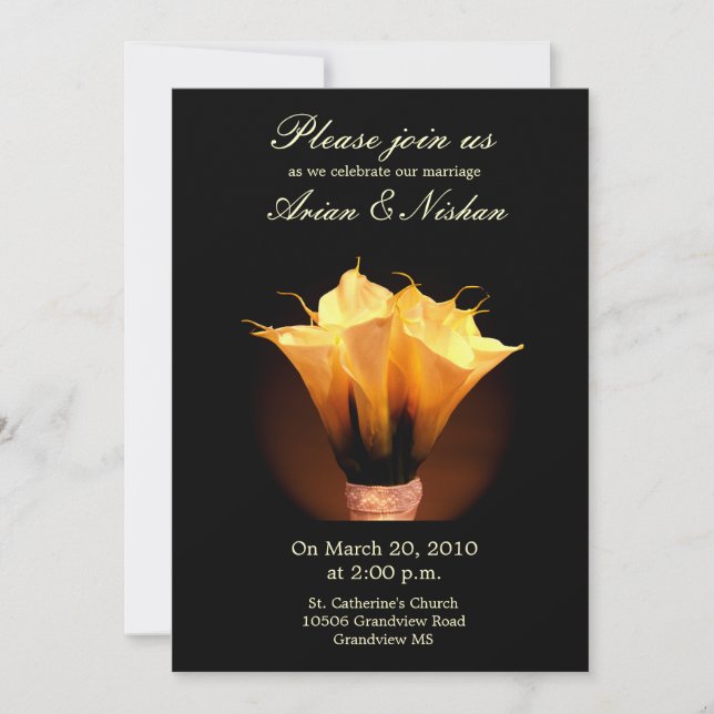 Bröllopsinbjudan med calla lily bouquet inbjudningar (Framsida)