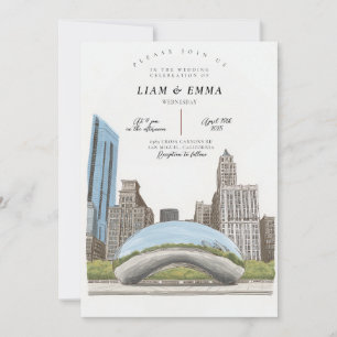 Bröllopsinbjudan med Chicago Illinois Siluett Inbjudningar