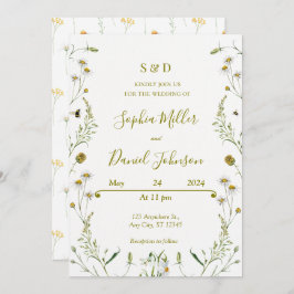 Bröllopsinbjudan med Daisy - Blommigt för Elegant Inbjudningar