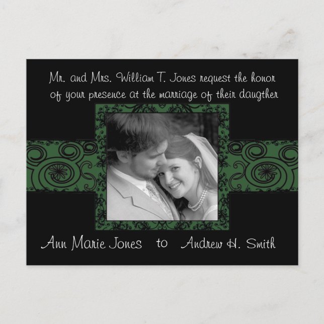 Bröllopsinbjudan med ditt foto inbjudan vykort (Framsida)