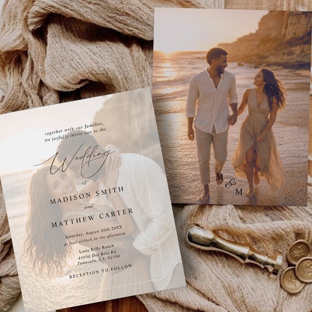 Bröllopsinbjudan med eget foto - Budgetvänlig (Budget Photo Custom Wedding Invitation)