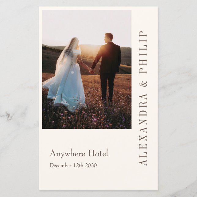 Bröllopsinbjudan med Elegant Typografi-menyn (Framsida)