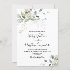 Bröllopsinbjudan med grönska inbjudningar