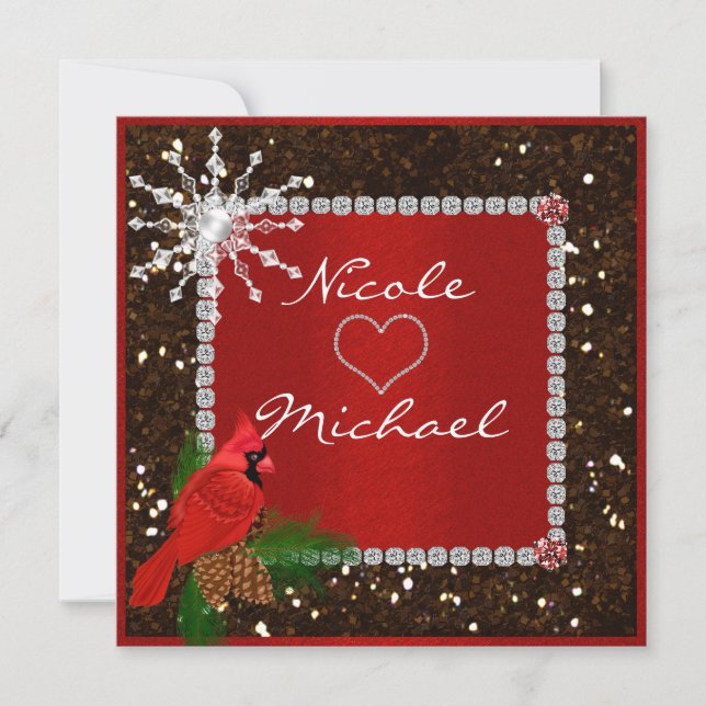 Bröllopsinbjudan med KRISTALLSNÖFLINGAR Inbjudningar (Framsida)