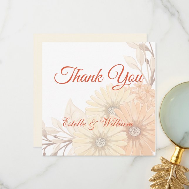Bröllopsinbjudan med pastellfärgad blomdesign tack kort (Fram/Back In Situ)