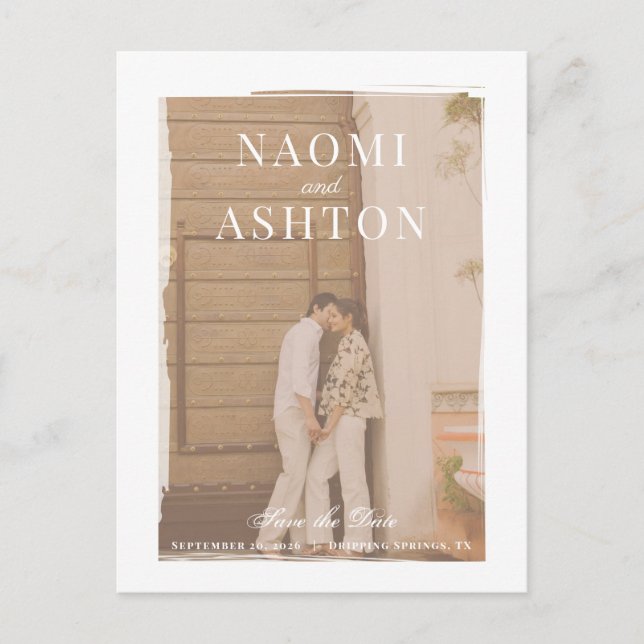 Bröllopsinbjudan med penselfärg Save The Date Vykort (Framsida)