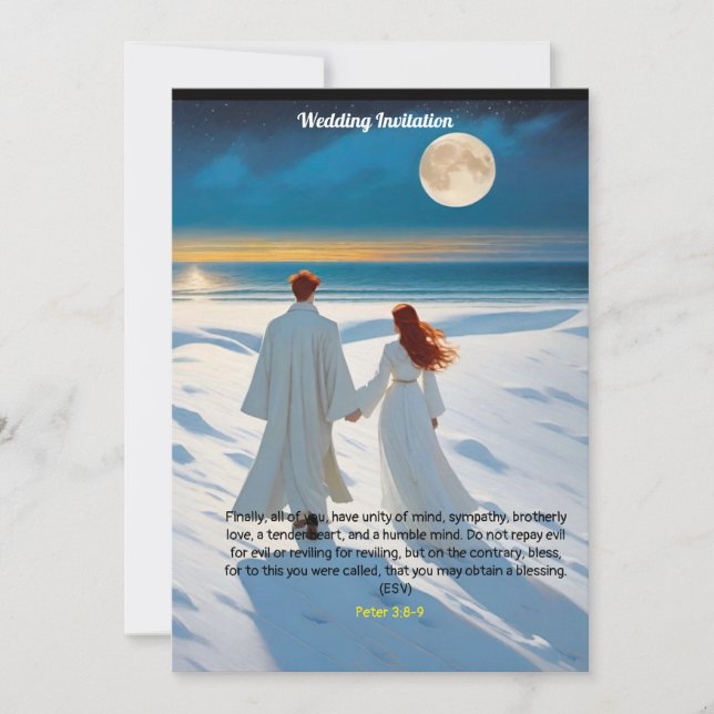 Bröllopsinbjudan med Peter 3:8-9 Inbjudningar (Framsida)