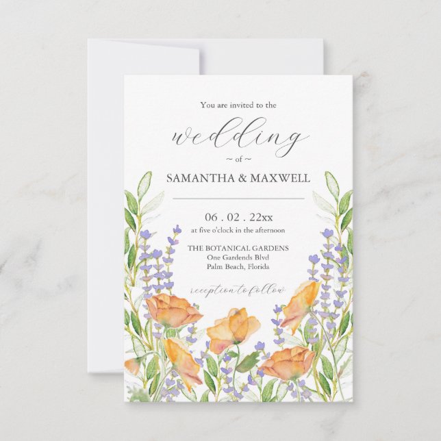 Bröllopsinbjudan med QR-kod Unika Blommor Inbjudningar (Framsida)