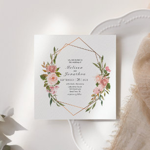 Bröllopsinbjudan med rosor i rosa nyans
