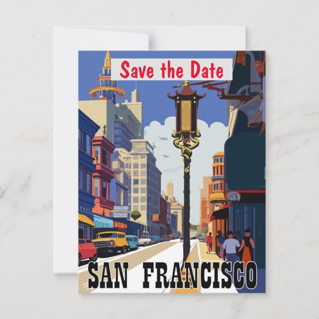 Bröllopsinbjudan med San Francisco Cable Car Spara Datumet (Framsida)