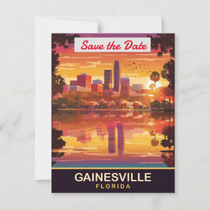 Bröllopsinbjudan med siluett av Gainesville Florid Spara Datumet