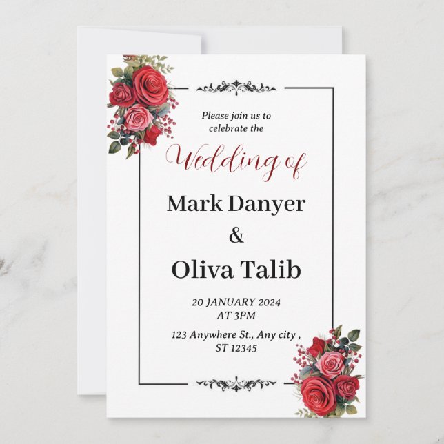 Bröllopsinbjudan | Modern och Elegant Inbjudningar (Framsida)