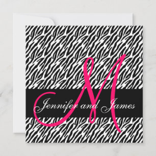 Bröllopsinbjudan Monogram Namn Black White Rosa Inbjudningar