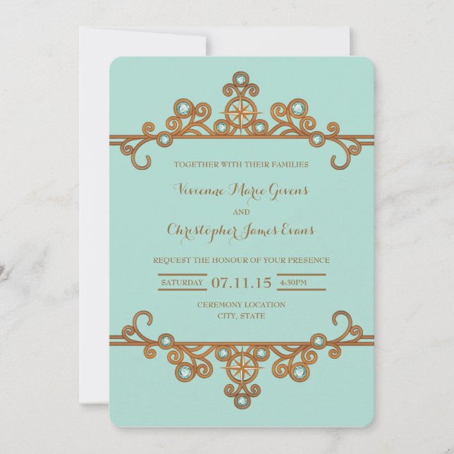 Bröllopsinbjudan| Nautisk Vintage Inbjudningar (Framsida)