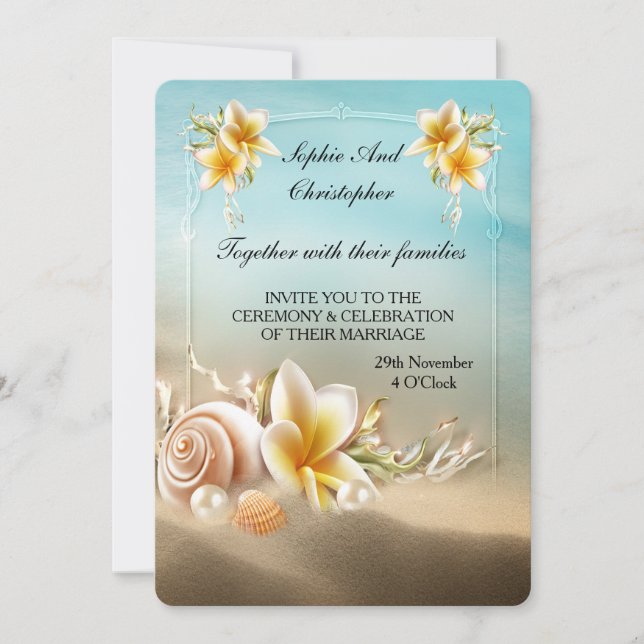 Bröllopsinbjudan Ocean Beach Venue Inbjudningar (Framsida)