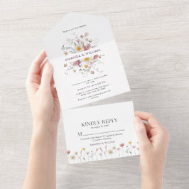 Bröllopsinbjudan och OSA för elegant Blommigt