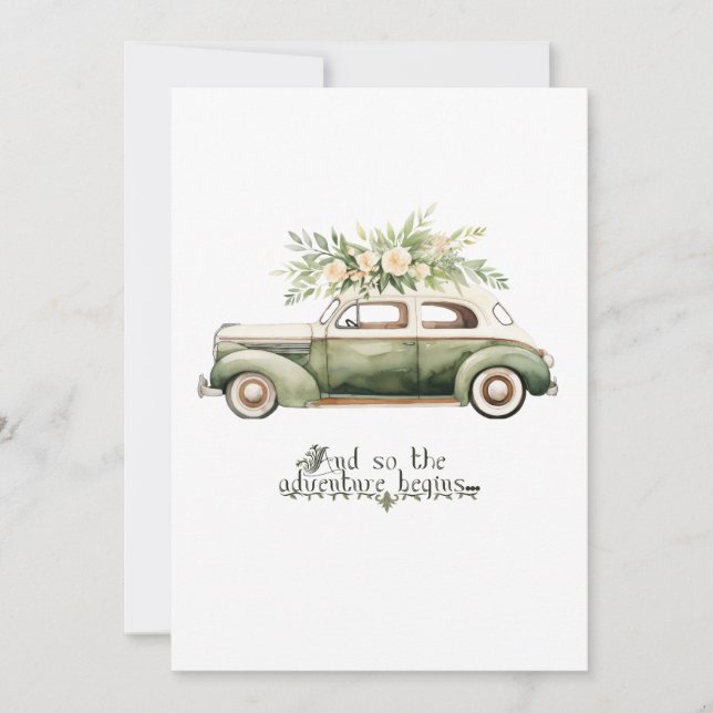 Bröllopsinbjudan. Och så börjar Äventyr Inbjudningar (Framsida)