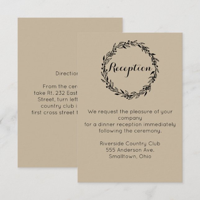 Bröllopsinbjudan och vägbeskrivning Mall (Fram/baksida)