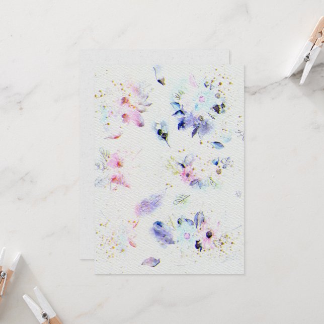 Bröllopsinbjudan om Papper vattenfärgstex Inbjudningar (Fram/Back In Situ)