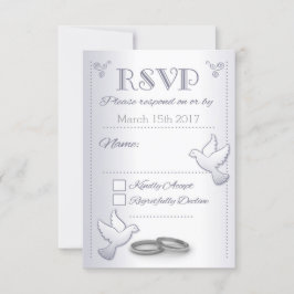 Bröllopsinbjudan OSA Silver Vintage Love birds Kort