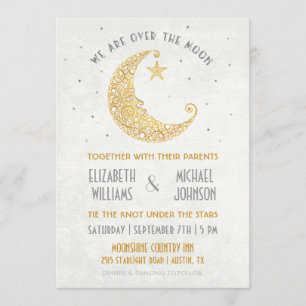 Bröllopsinbjudan Over the Moon Wedding Invitation Inbjudningar