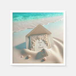 Bröllopsinbjudan på Beach Sand Pappersservett