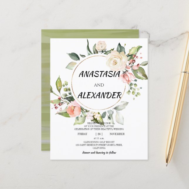 Bröllopsinbjudan på budget. Inbjudan (Fram/Back In Situ)
