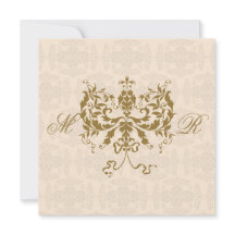 Bröllopsinbjudan på Cream och Damask