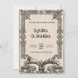 Bröllopsinbjudan på papper beige inbjudningar