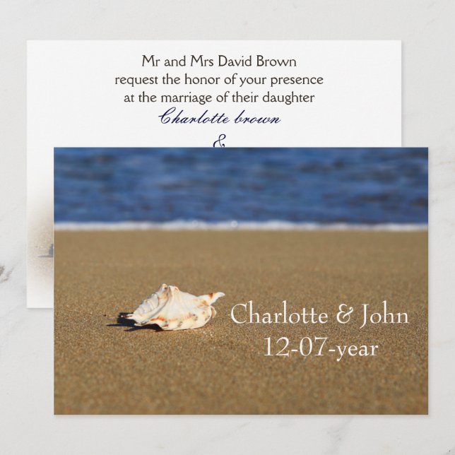 Bröllopsinbjudan på strand inbjudningar (Fram/baksida)