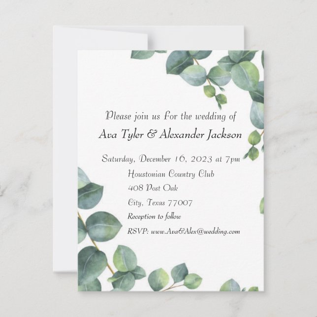 Bröllopsinbjudan - platt kort (Framsida)