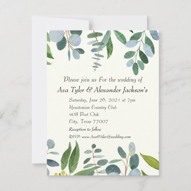 Bröllopsinbjudan - platt kort (Framsida)