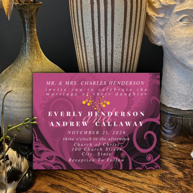 Bröllopsinbjudan - Plum Cala Lily Inbjudan Vykort (Skapare uppladdad)