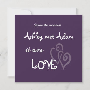 Bröllopsinbjudan Purple Love with Hearts Inbjudningar