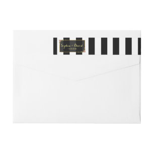Bröllopsinbjudan Ro Gold Foil Black Rand Etikettband