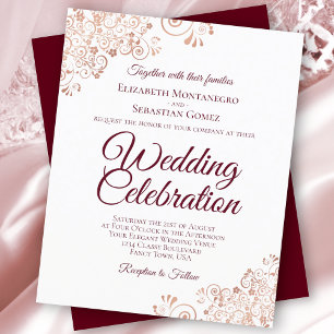 Bröllopsinbjudan ro Guld & Burgundy BUDGET