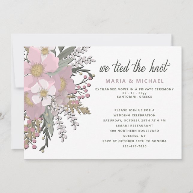 Bröllopsinbjudan Rosa Cornelkörsbär Meddelande (Framsida)