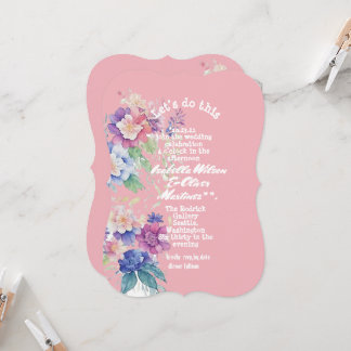 bröllopsinbjudan rosa färg blommig inbjudningar