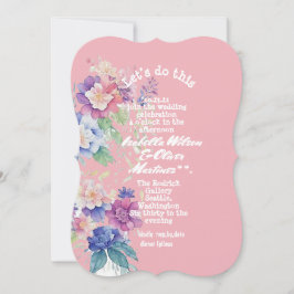 bröllopsinbjudan rosa färg blommigt inbjudningar